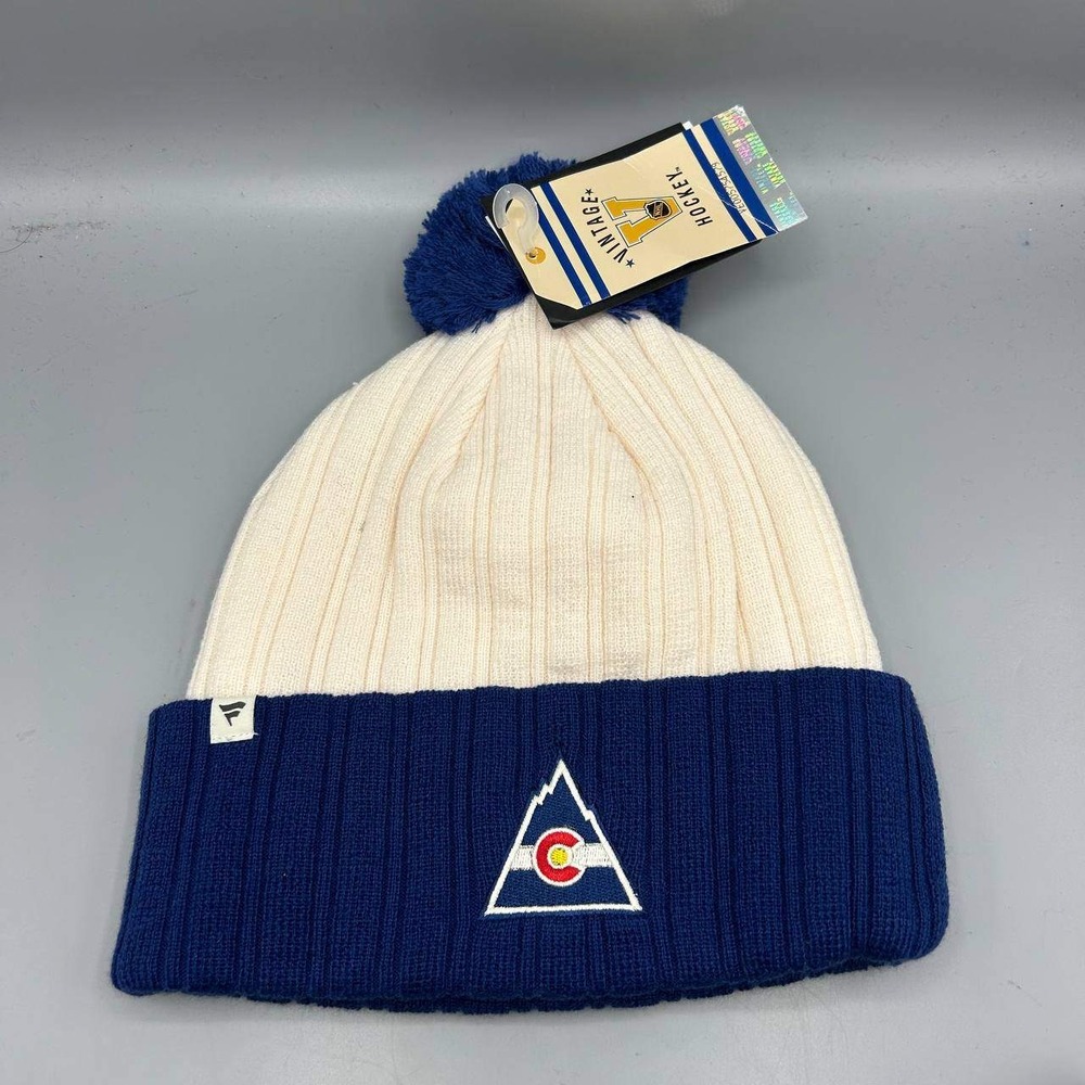 Colorado Avalanche NHL Hat Men Blue Fanatics Cuffed Beanie Pom Pom Cap New